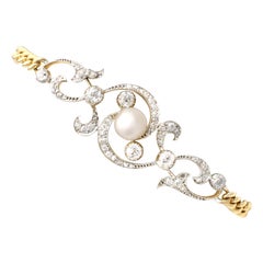Bracelet victorien ancien en or jaune avec perles naturelles et diamants de 2,72 carats