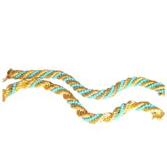 1960s Turquoise Gold pair of bracelets to necklace