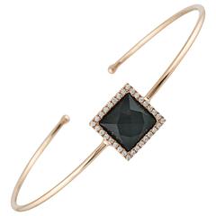 Hematite white topaz diamond gold Bangle Bracelet