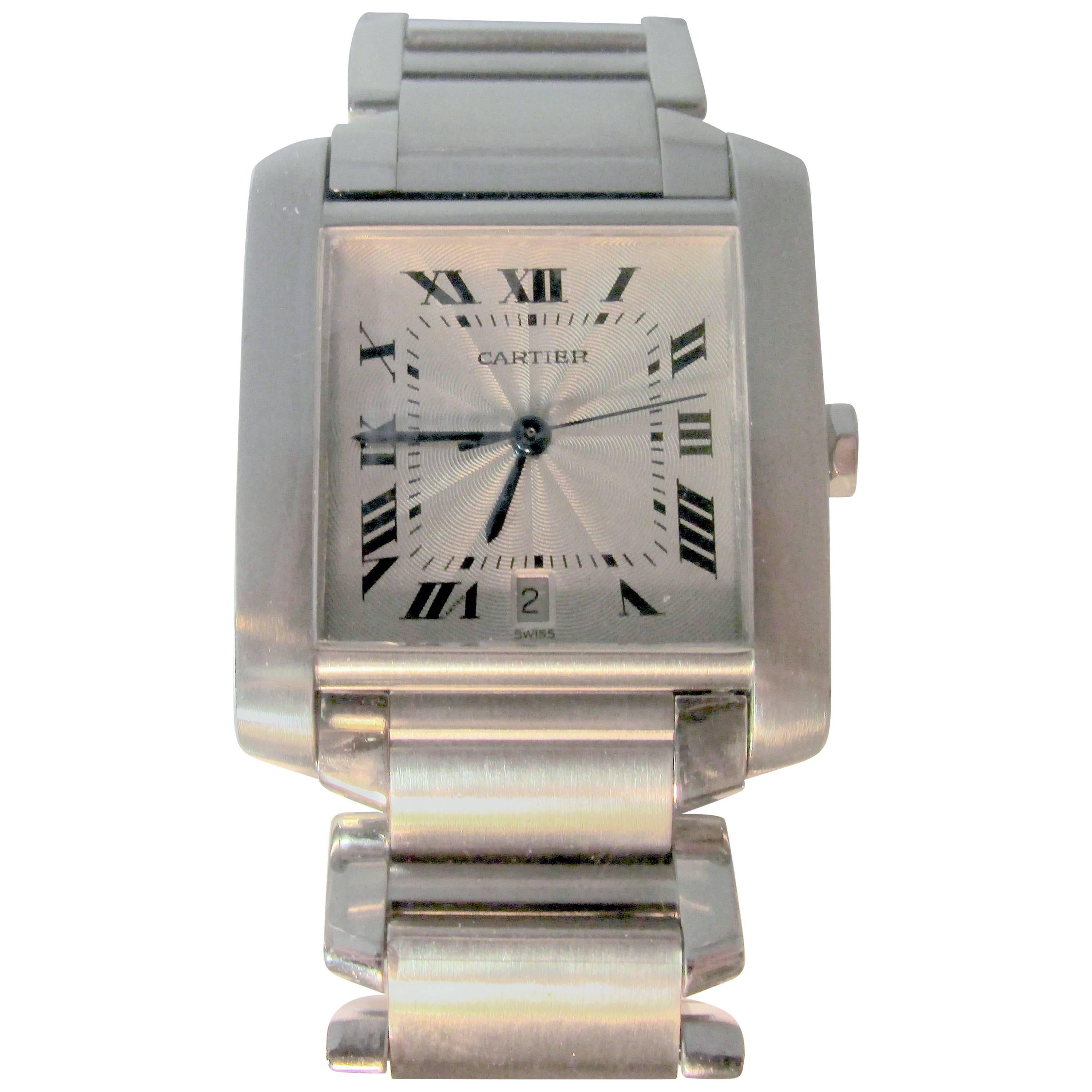Cartier Stainless Steel Tank Francaise Automatic Wristwatch Ref 2302
