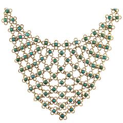 Turquoise Gold Bib Necklace