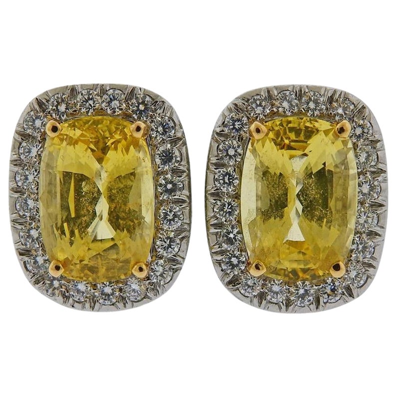 Oscar Heyman and Bros. Sapphire, Diamond, and Yellow Gold Earrings For ...