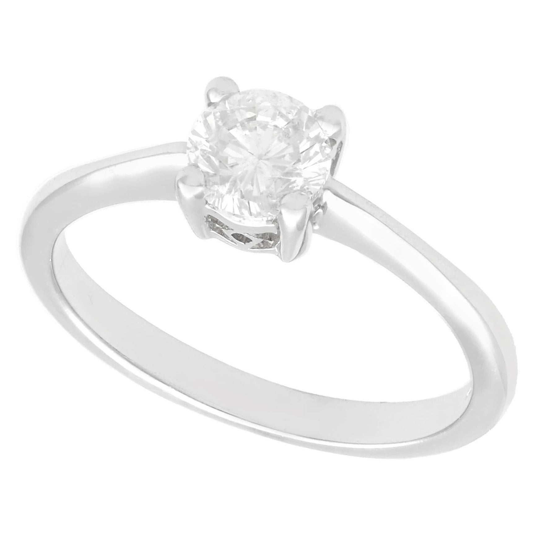 Diamond and White Gold Solitaire Engagement Ring For Sale