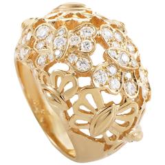 Tiffany & Co. Yellow Gold and Diamond Floral Cocktail Ring