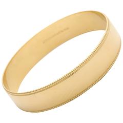 1980's Tiffany&Co. Classic Style Gold Beaded Double Rim Slip On Bracelet