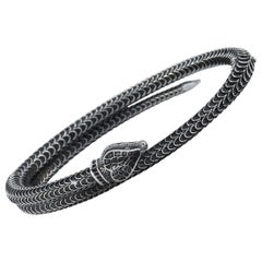 Gucci Garden Aged Silver Snake Motif Bracelet Size 18