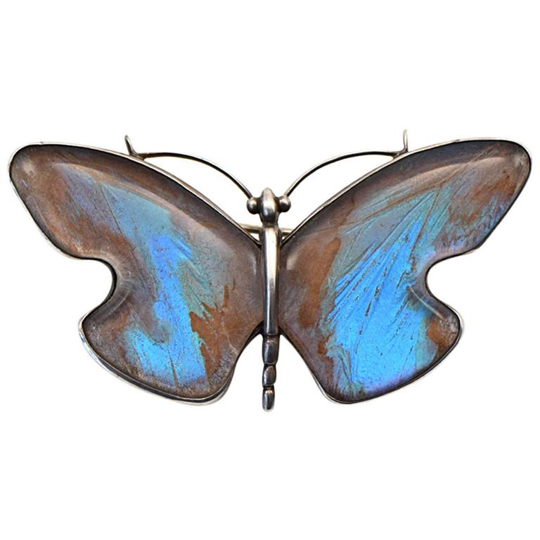 Crystal Butterfly Wing Imported Brooch With Crown And Tassel Pendant