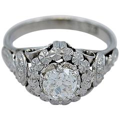 Exceptional Art Deco Diamond Platinum Engagement Ring