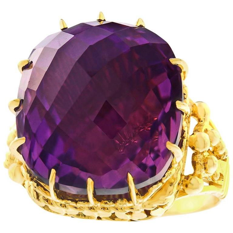 Alchemy Collection Purple Check on Gold Ring at 1stdibs