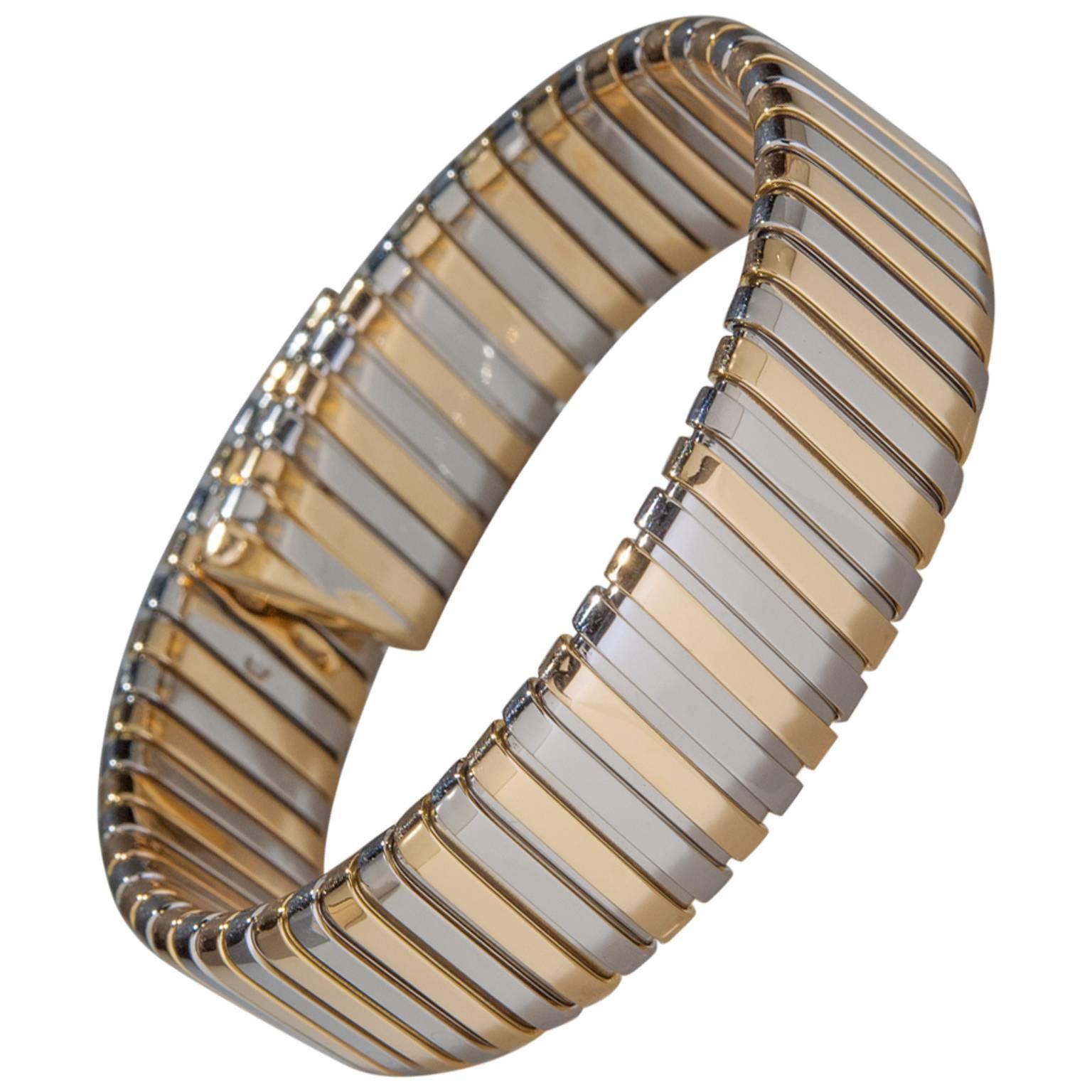 Bulgari Two-Tone  Gold Flexible Bracelet For Sale