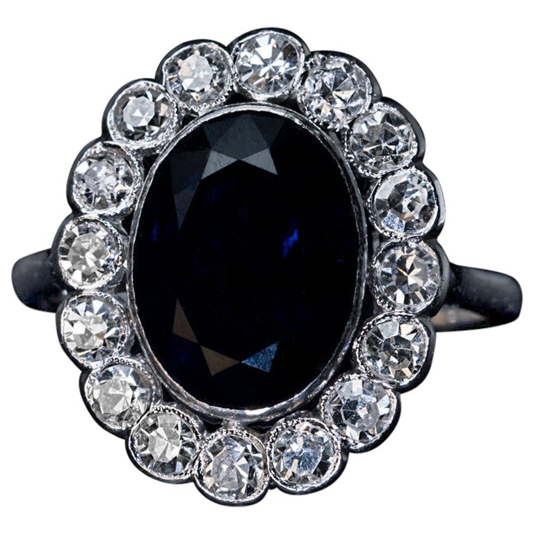 Antique Sapphire Diamond Engagement Ring at 1stDibs