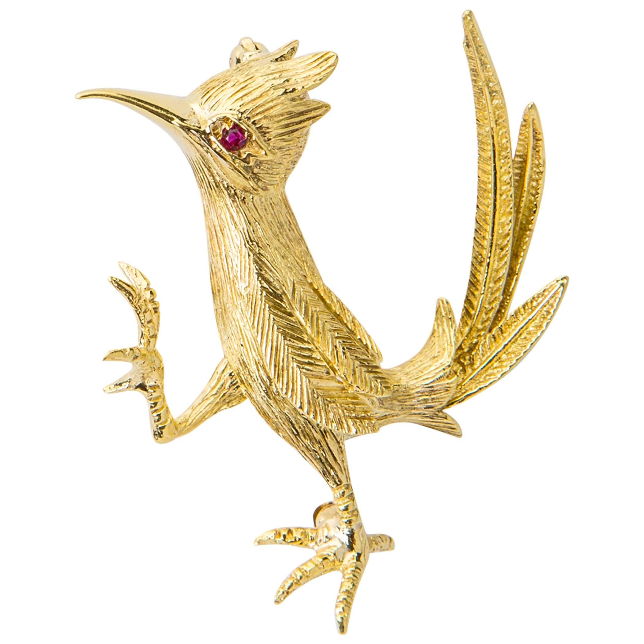 Hammerman Brothers Ruby Gold Road Runner Pin