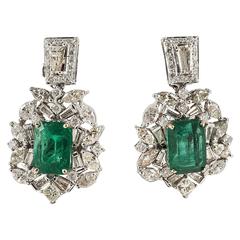 Fancy Emerald Diamond Gold Stud Earrings
