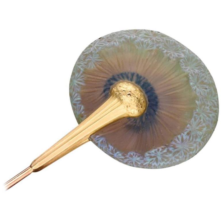 Rene Lalique Art Nouveau Gold And Glass Dandelion Hat Pin c1905 For Sale