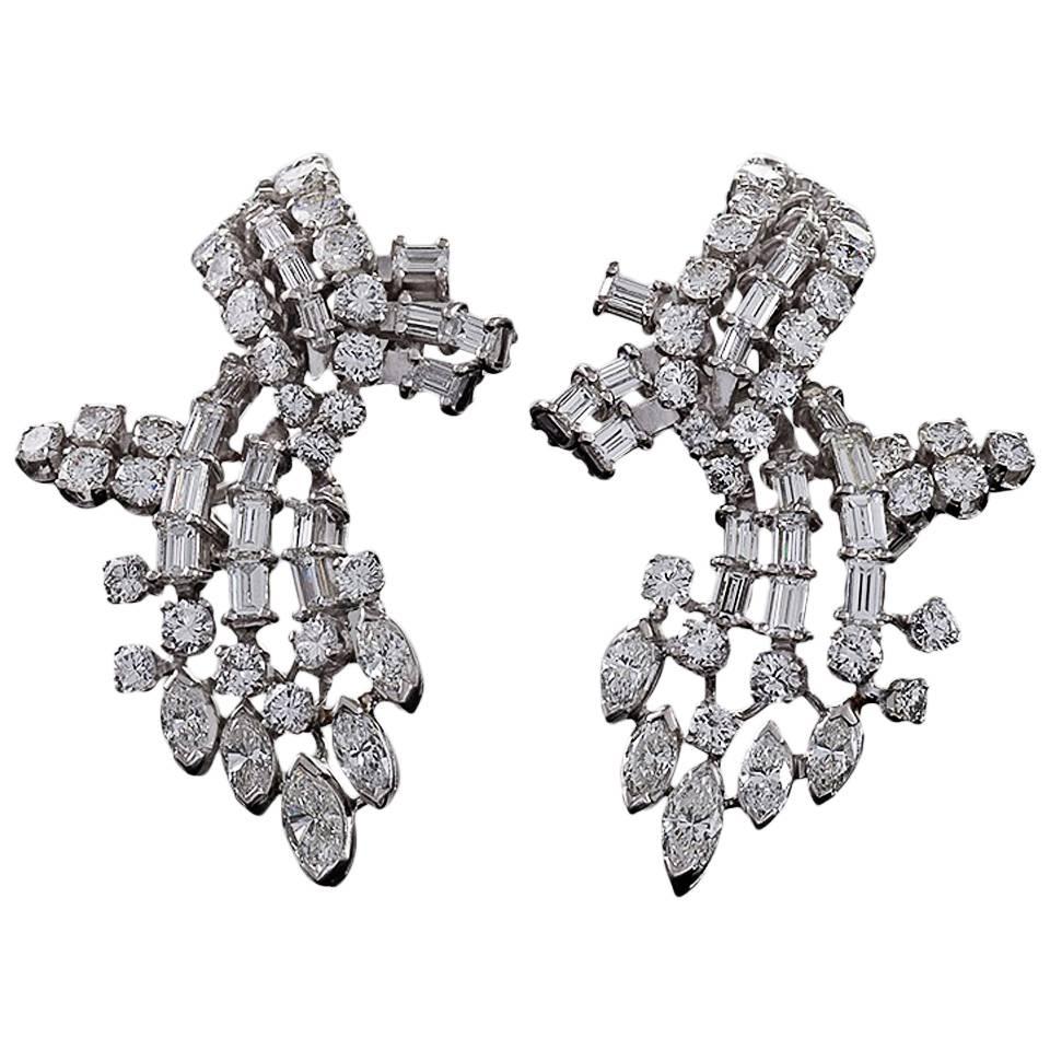 1950's Diamond and Platinum Earrings