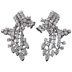 Mid-20th Century Diamond and Platinum Earrings 2