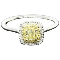 Canary Cushion Diamond Double Halo Engagement Ring