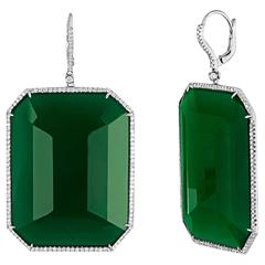 Green Agate and Diamond Gold Earrings 6