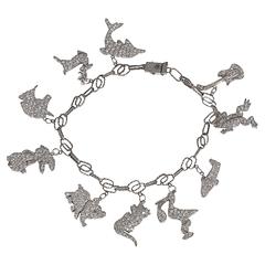Diamond Platinum Charm Novelty Bracelet 5