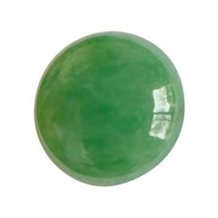 GIA Certified 4.11 Carat Jadeite Jade ‘A’ Grade Deep Green Round Cabochon Gem