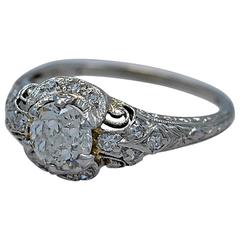 Art Deco Diamond Platinum Engagement Ring 3