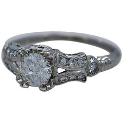 Beautiful Platinum Art Deco .55ct. Diamond Engagement Ring