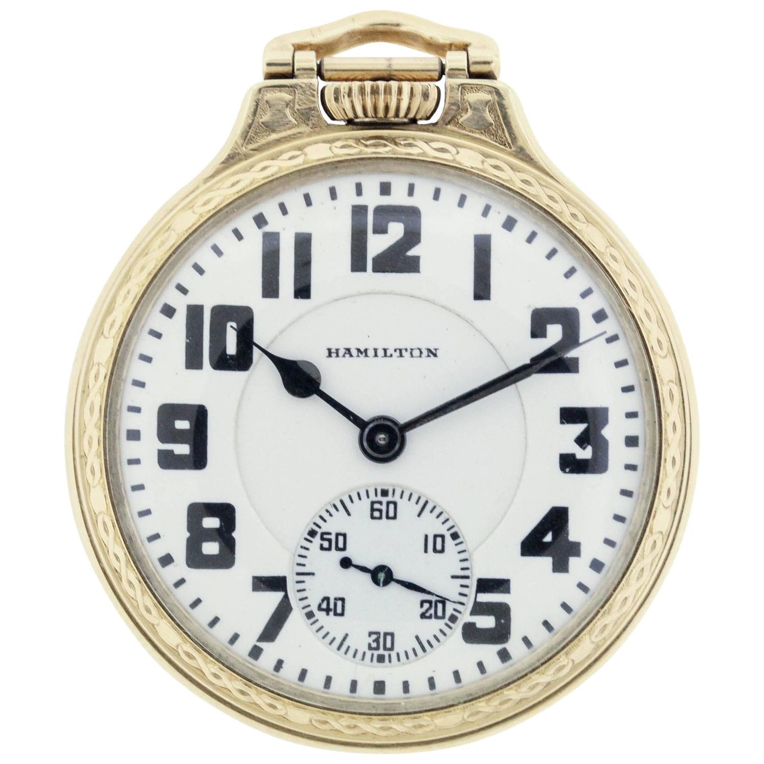 Hamilton Yellow Gold Railroad Grade 992B Pocket Watch at 1stdibs