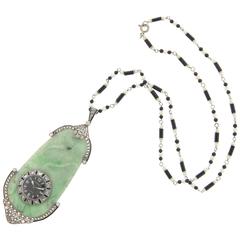 Ghiso Art Deco Jade Diamond Pendant Jaeger LeCoultre Watch