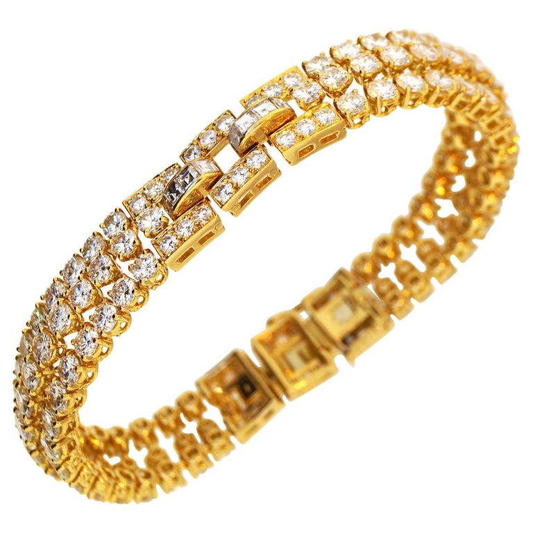 Cartier Diamond Gold Link Bracelet For Sale at 1stDibs