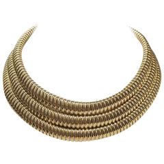 Cartier Steel Gold Three Row Tubogaz Necklace