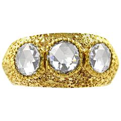 Vivaan White Rose Cut Diamond Gold Three Stone Ring