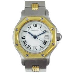 Cartier Lady's Yellow Gold Stainless Steel Special Edition Santos Wristwatch