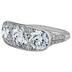 Antique Tiffany & Co. Art Deco Three Stone Diamond Platinum Engagement Ring