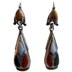 Victorian Scottish Agate Sterling Silver Earrings