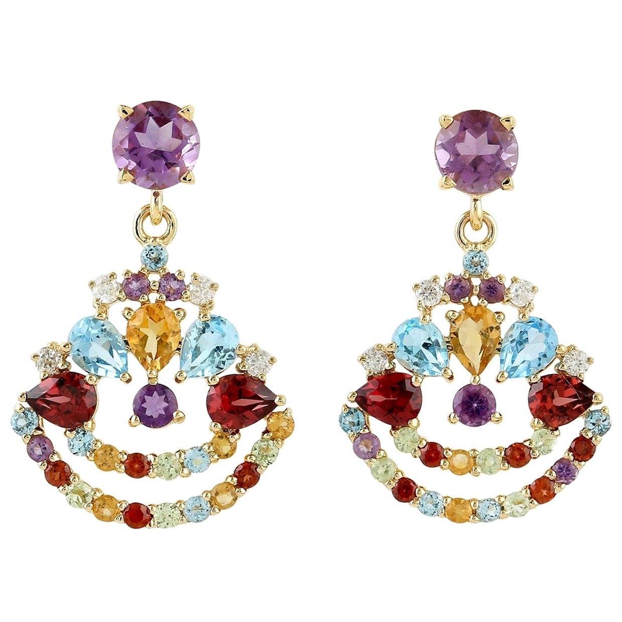 Tiffany and Co. Multi-Gemstone Gold Briolette Earrings at 1stDibs