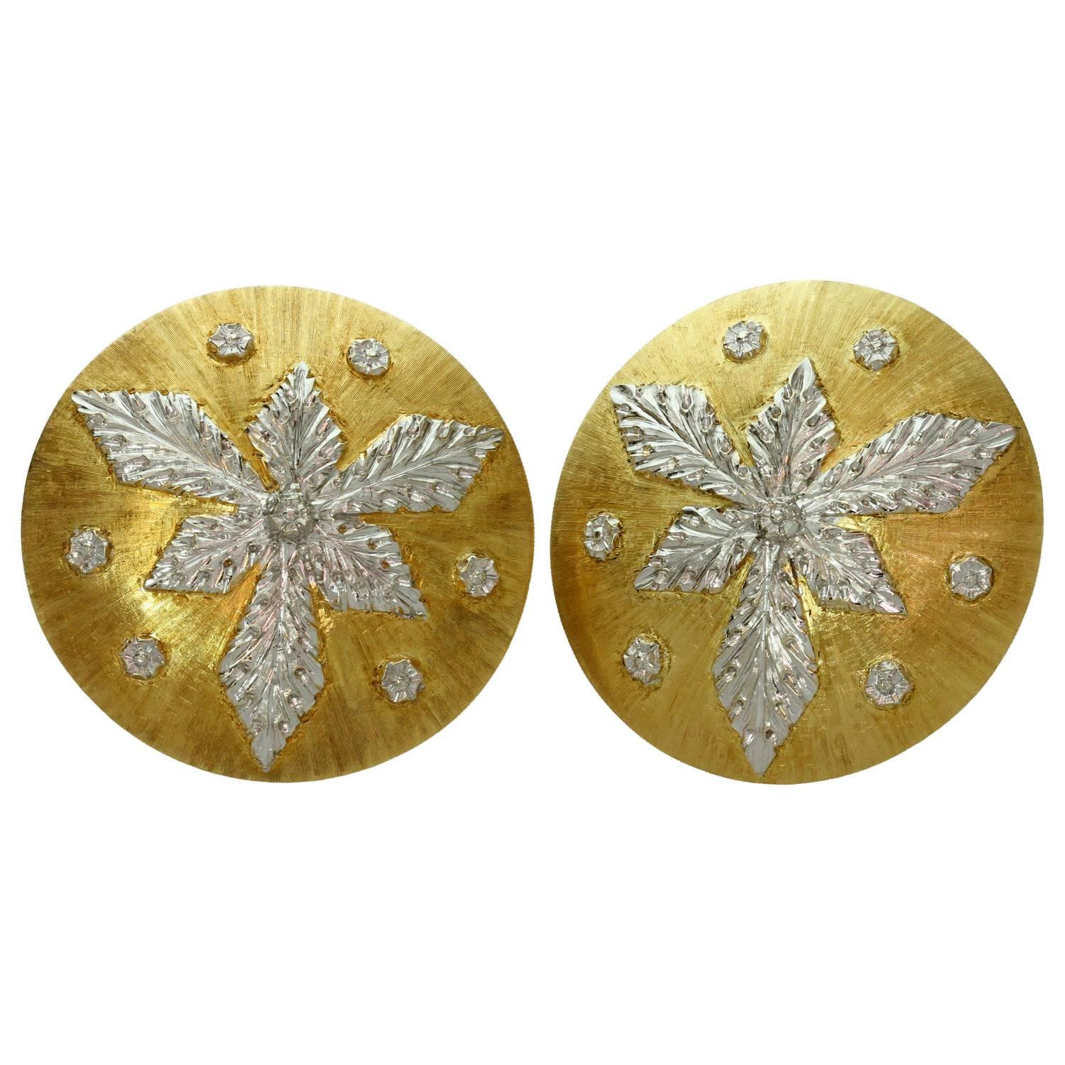 Mario Buccellati Two Color Gold Large Round Clip-on Earrings