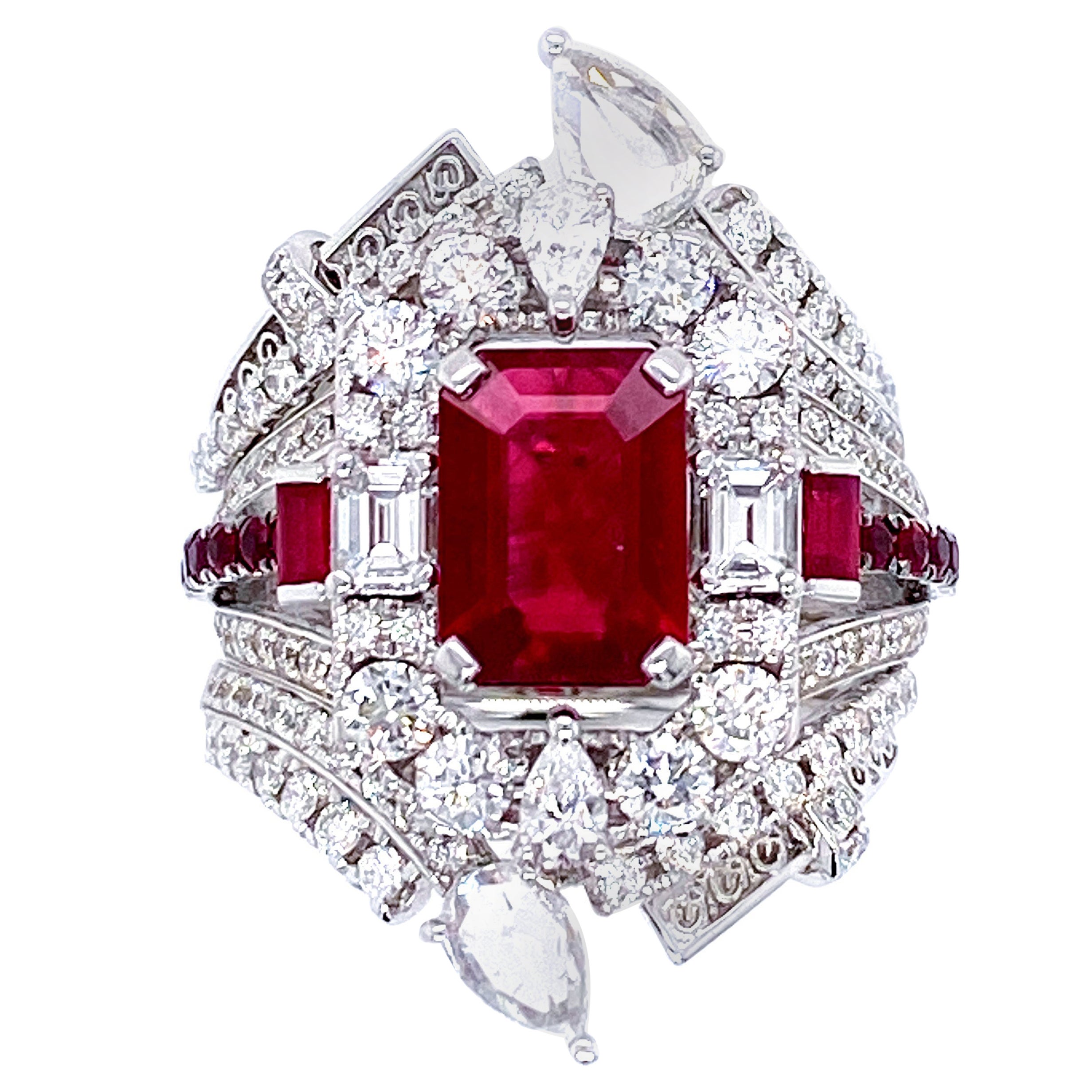 1.28 Carat GRS Certified Pigeon's Blood Burmese Ruby and Diamond