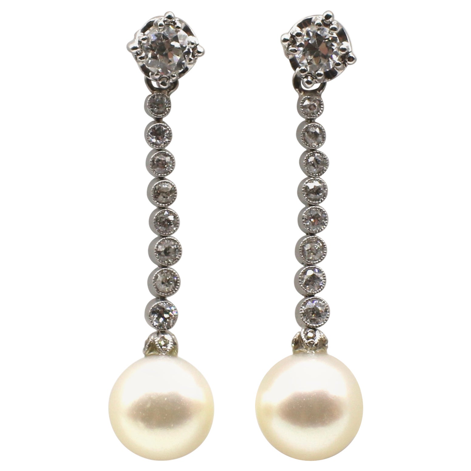 Timeless Old European Diamond Double Drop Earrings For Sale at 1stDibs