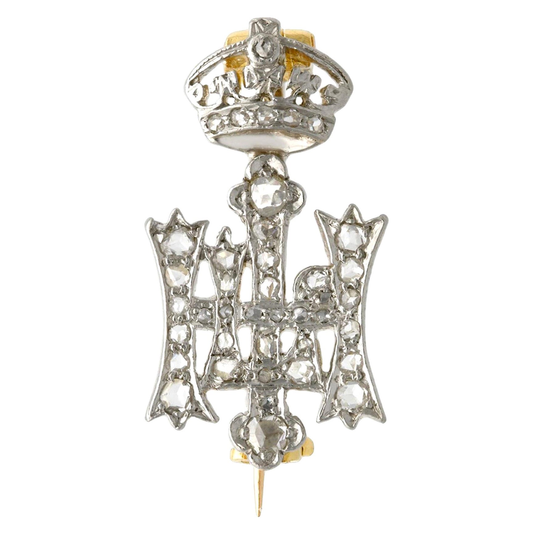 Antique Diamond and White Gold Highland Light Infantry Brooch, Circa 1920