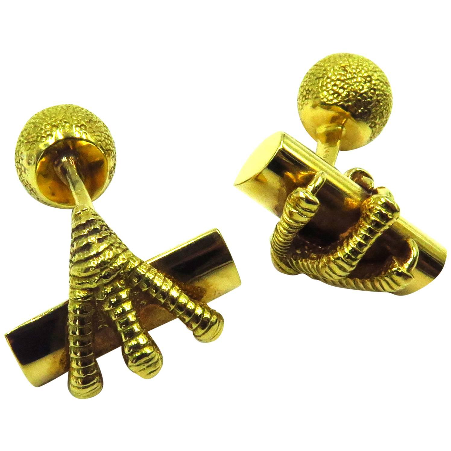 Tiffany & Co. France Gold Ball and Claw Cufflinks 