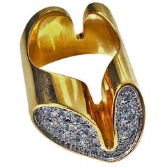 Vintage 1960 Diamond Gold Modernist Ring