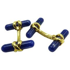 Fred Paris 1970s Lapis Gold Double Sided Cufflinks