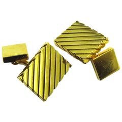 1960s Asprey Solid Double Sided Gold Block Cufflinks