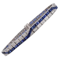 Sapphire Diamond Platinum Line Bracelet Sapphire Diamond Platinum Line Bracelet