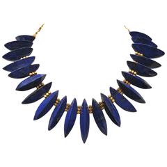 Rare cut Lapis Lazuli and 22K Gold Necklace by Deborah Lockhart Phillips