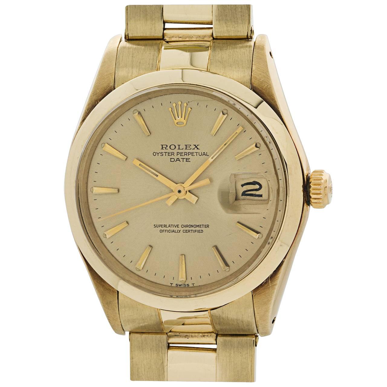 Rolex Yellow Gold Oyster Perpetual Date Wristwatch Ref 1503