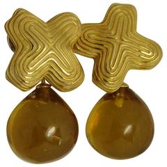 Christopher Walling Amber Gold Drop Earrings