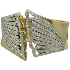 Diamond Gold Bangle Cuff Bracelet