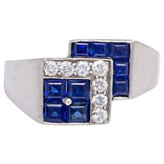Tiffany & Co. Oscar Heyman Sapphire Diamond Platinum Ring 