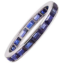 Channel Set Blue Sapphire Eternity Band